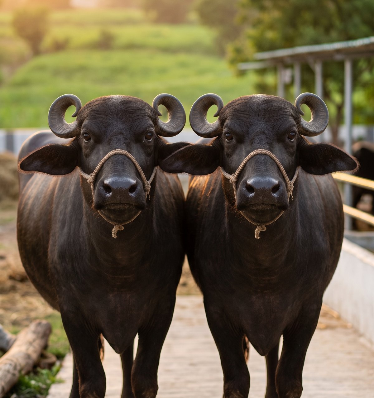 NextEra Dairy buffalo herd at golden hour