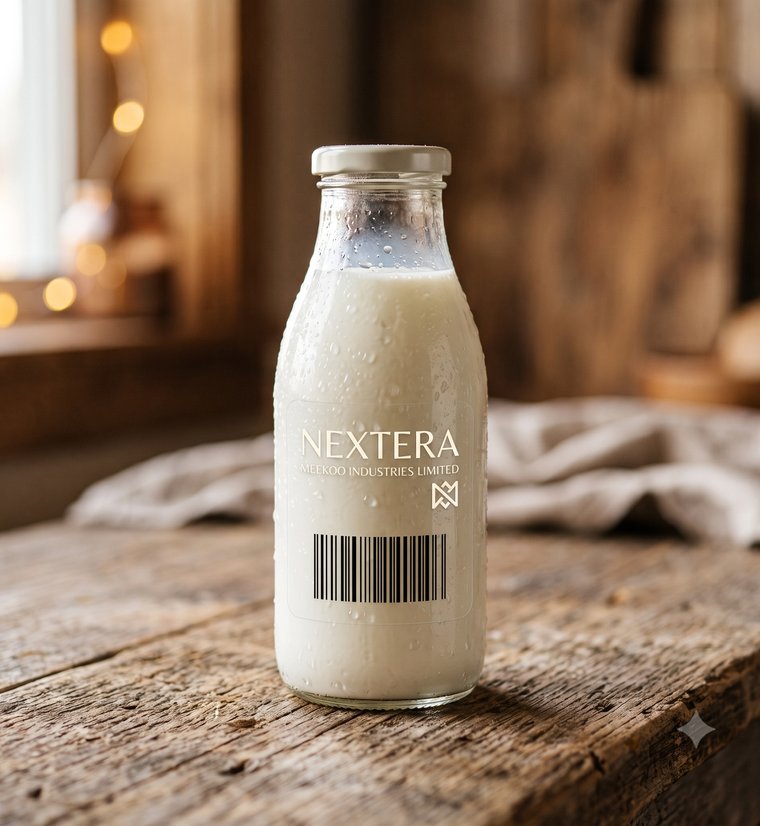 NextEra Dairy glass milk bottle